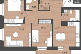 3-к. квартира, 72,9 м², 10/24 эт. на продажу в Перми | Купить квартиру | Авито